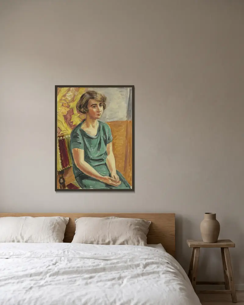The artist Greta Knutson av Birger Simonsson inramad på en vägg