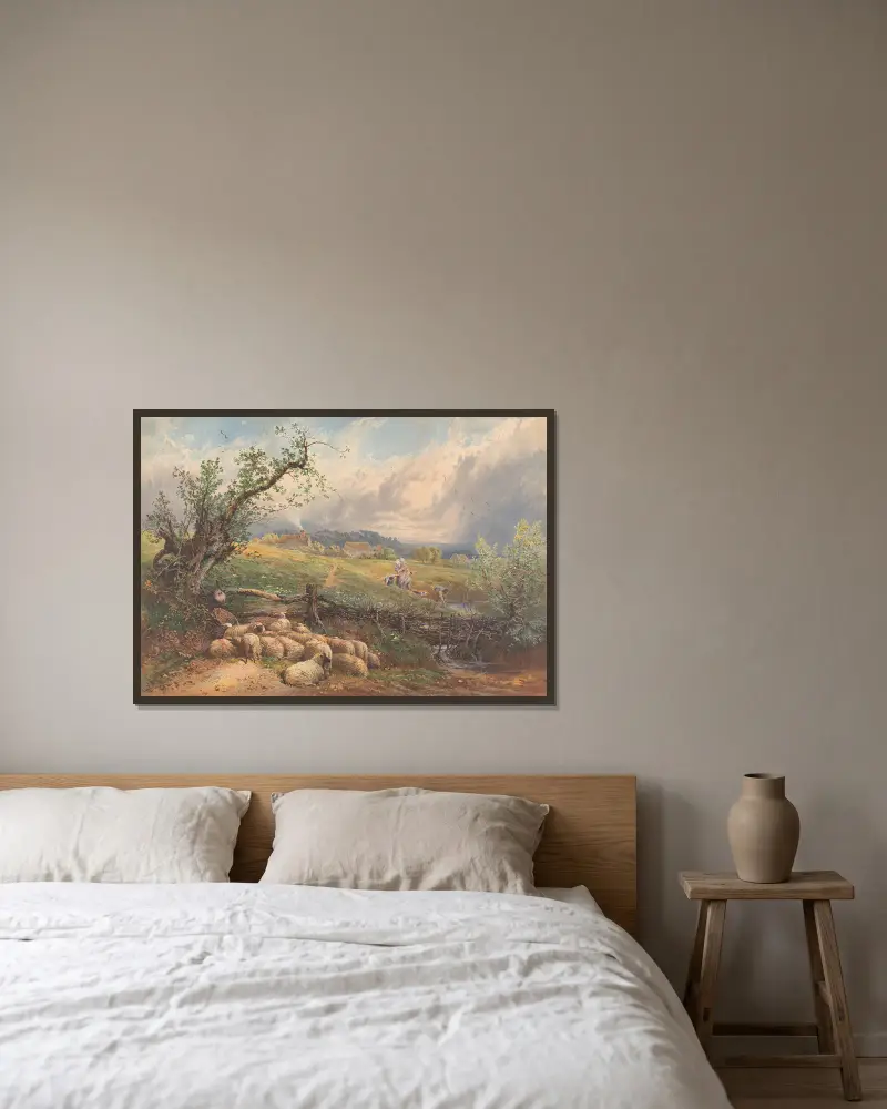 Dzieci przy źródle, Myles Birket Foster w ramie na ścianie