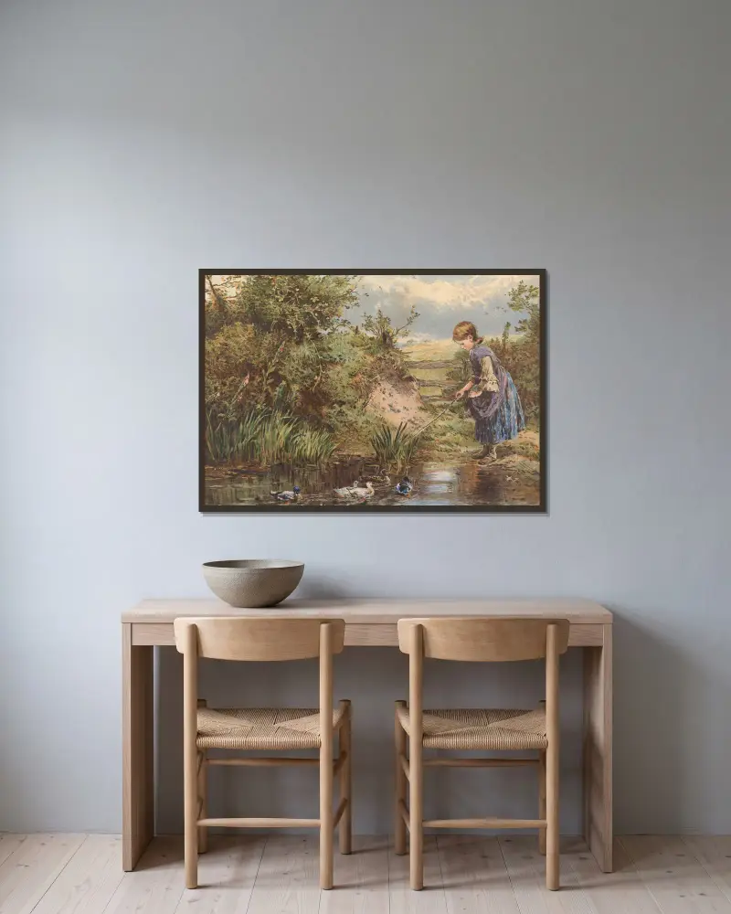 Karmienie kaczek, Myles Birket Foster w ramie na ścianie