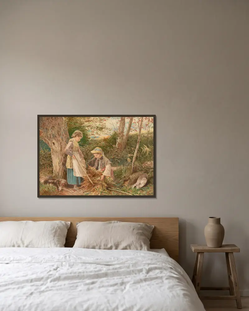 Adlerfarn sammeln von Myles Birket Foster gerahmt an einer Wand