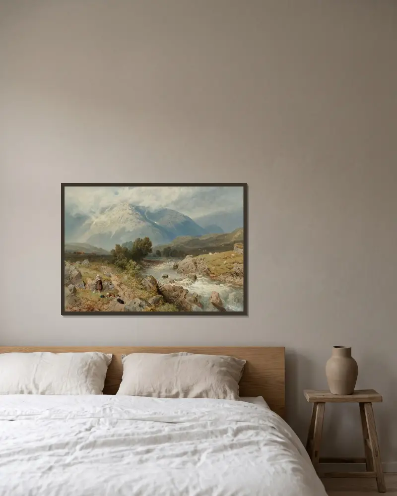 Hochlandsszene bei Dalmally, Schottland von Myles Birket Foster gerahmt an einer Wand