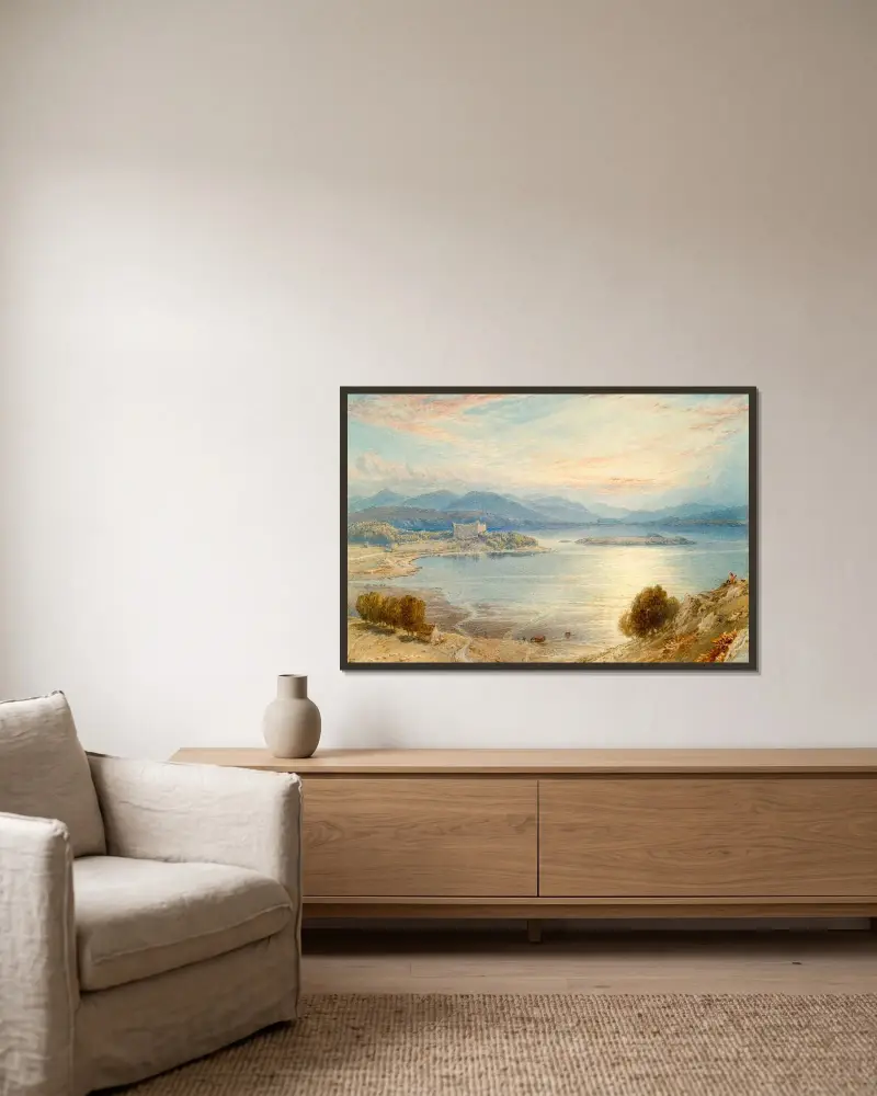 Loch Awe im Sonnenuntergang von Myles Birket Foster gerahmt an einer Wand
