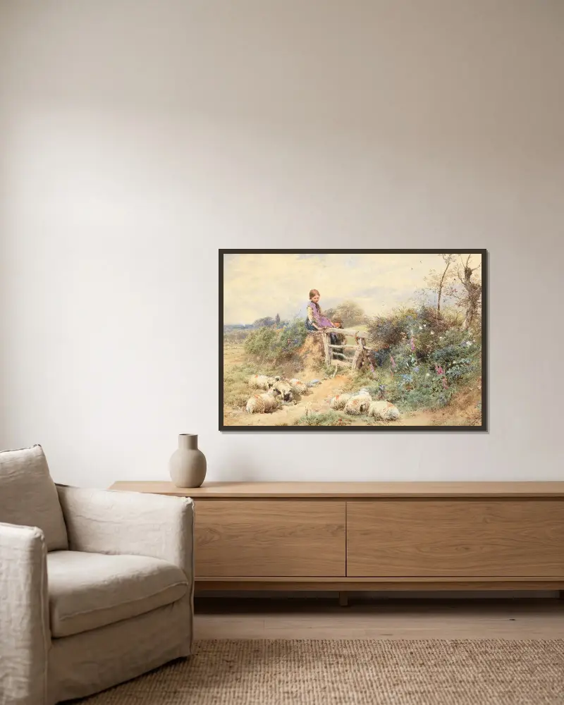 Pasení ovcí, Myles Birket Foster v rámu na stěně
