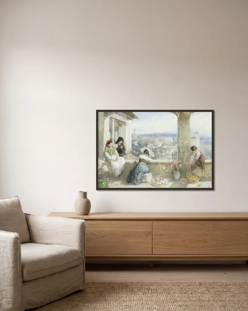 The Alhambra Granada Spain av Myles Birket Foster inramad på en vägg