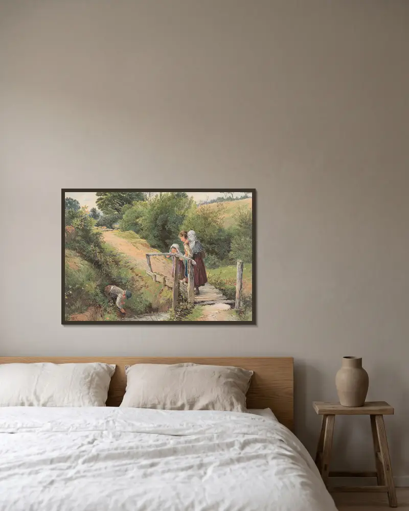 Venkovský most, Myles Birket Foster v rámu na stěně