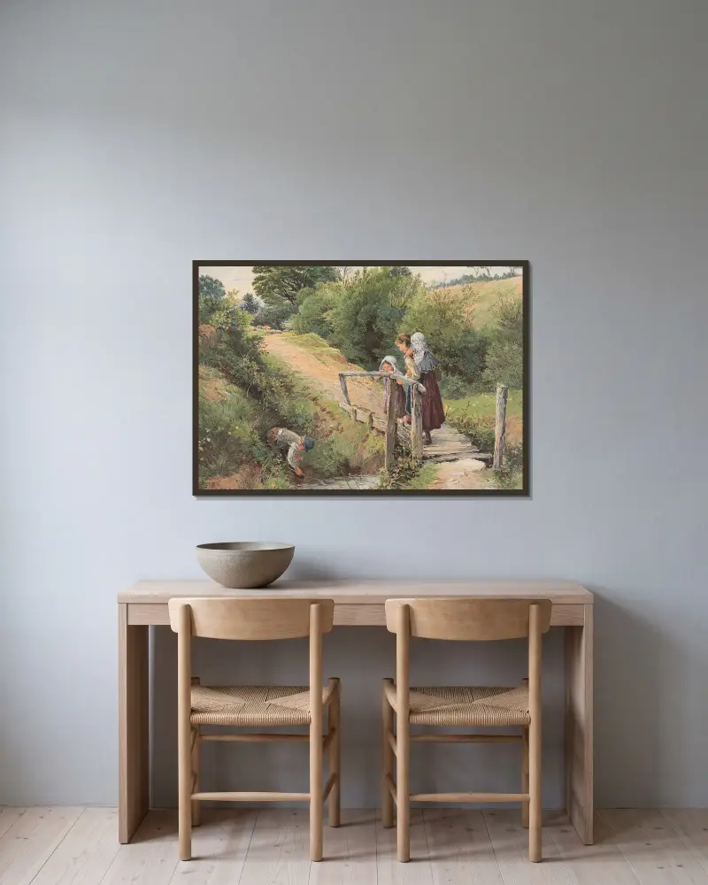 Venkovský most, Myles Birket Foster v rámu na stěně
