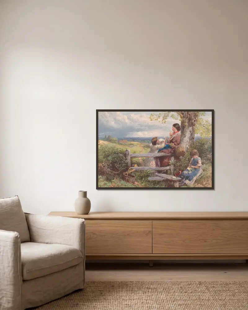 Venkovský plot, Myles Birket Foster v rámu na stěně
