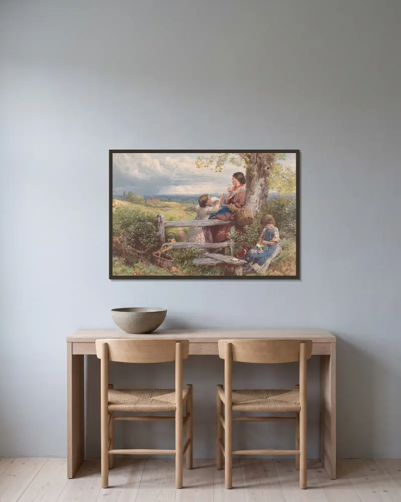 Venkovský plot, Myles Birket Foster v rámu na stěně