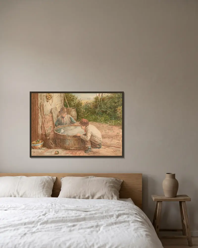 Das Segelboot von Myles Birket Foster gerahmt an einer Wand
