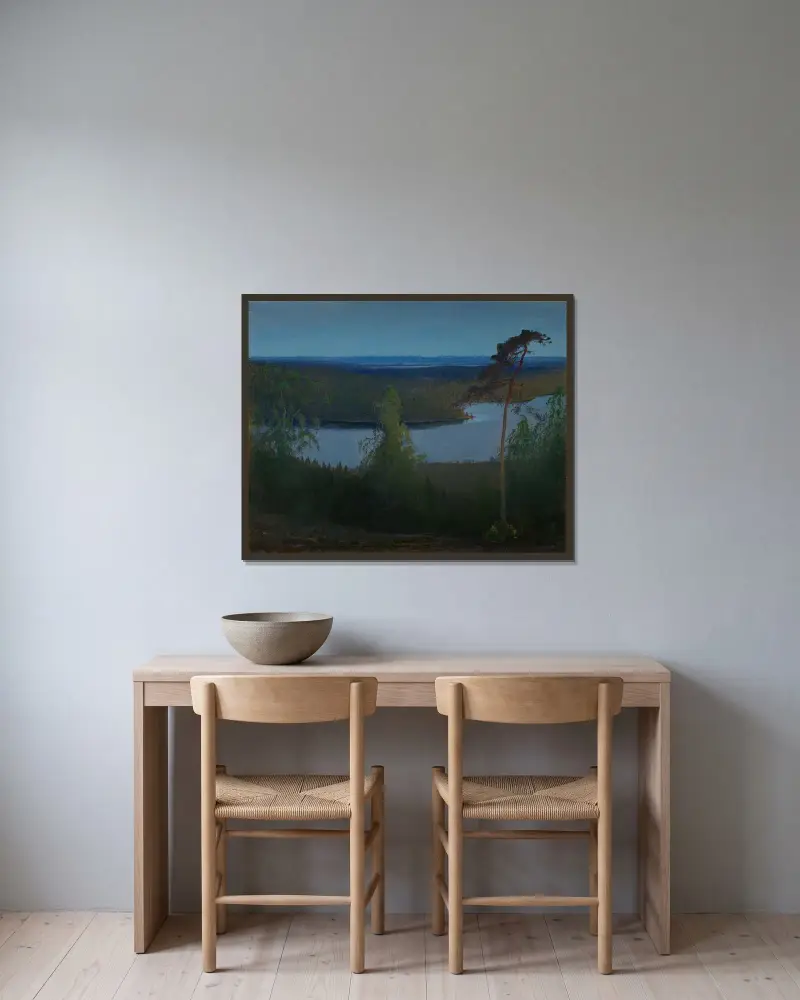 Landschaft von Björn Ahlgrensson gerahmt an einer Wand