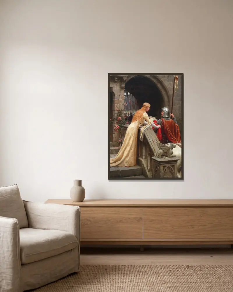 God Speed von Edmund Blair Leighton gerahmt an einer Wand