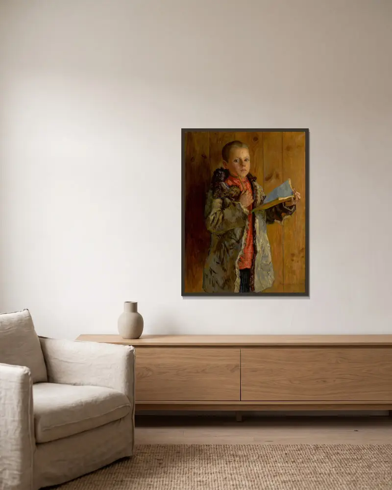 Eine schwierige Übung von Nikolai Bogdanov-Belsky gerahmt an einer Wand