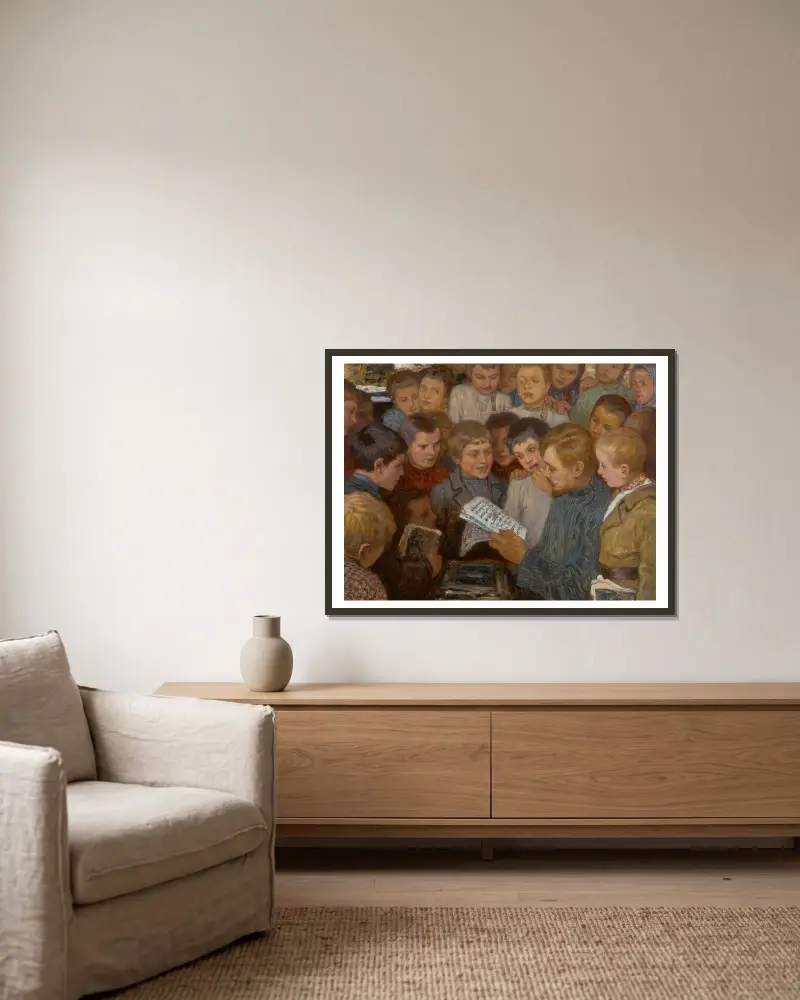 Dorfschule von Nikolai Bogdanov-Belsky gerahmt an einer Wand