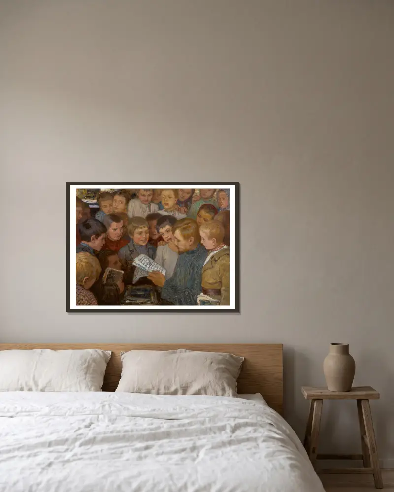 Dorfschule von Nikolai Bogdanov-Belsky gerahmt an einer Wand