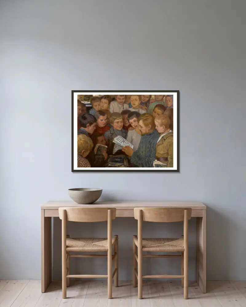 Dorfschule von Nikolai Bogdanov-Belsky gerahmt an einer Wand