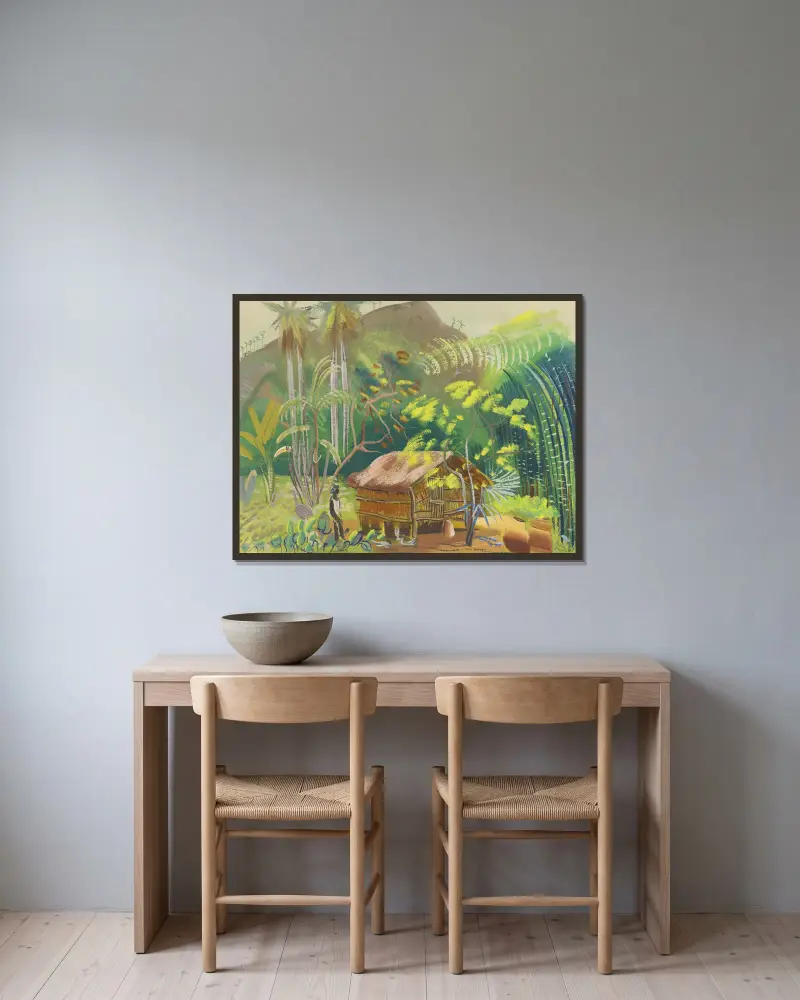 Rodzima chata, Brazylia, Boris Grigoriev w ramie na ścianie