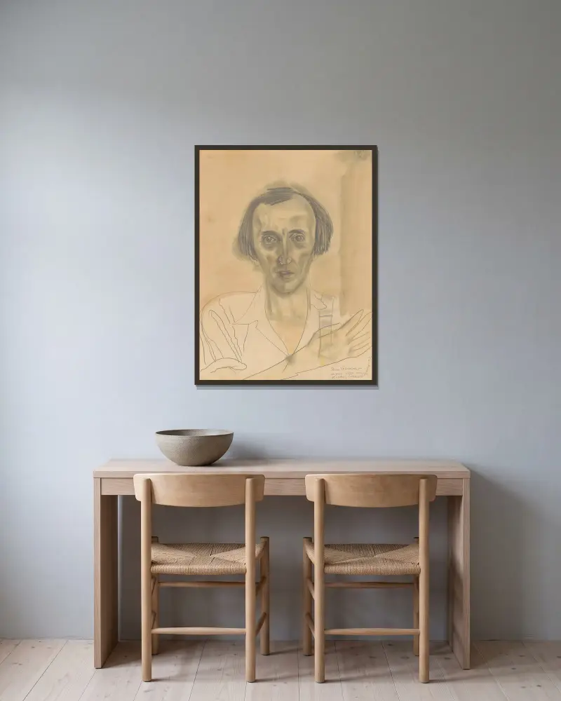 Portret Mikołaja Ewreinowa, Boris Grigoriev w ramie na ścianie
