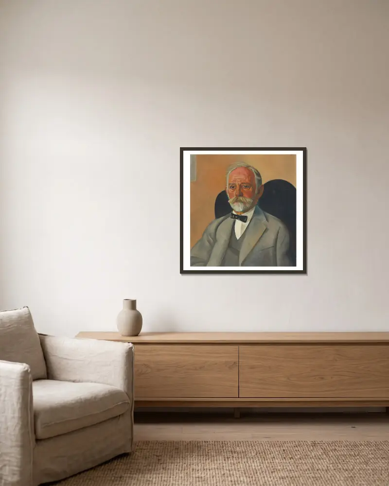 Portrait Of A Gentleman av Boris Grigoriev inramad på en vägg