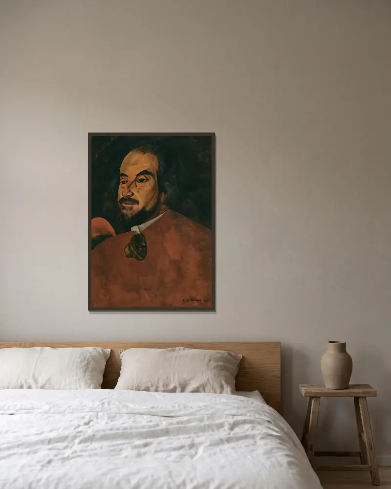 Portrait of An Actor Said To Be Nikolai Alexandrov av Boris Grigoriev inramad på en vägg