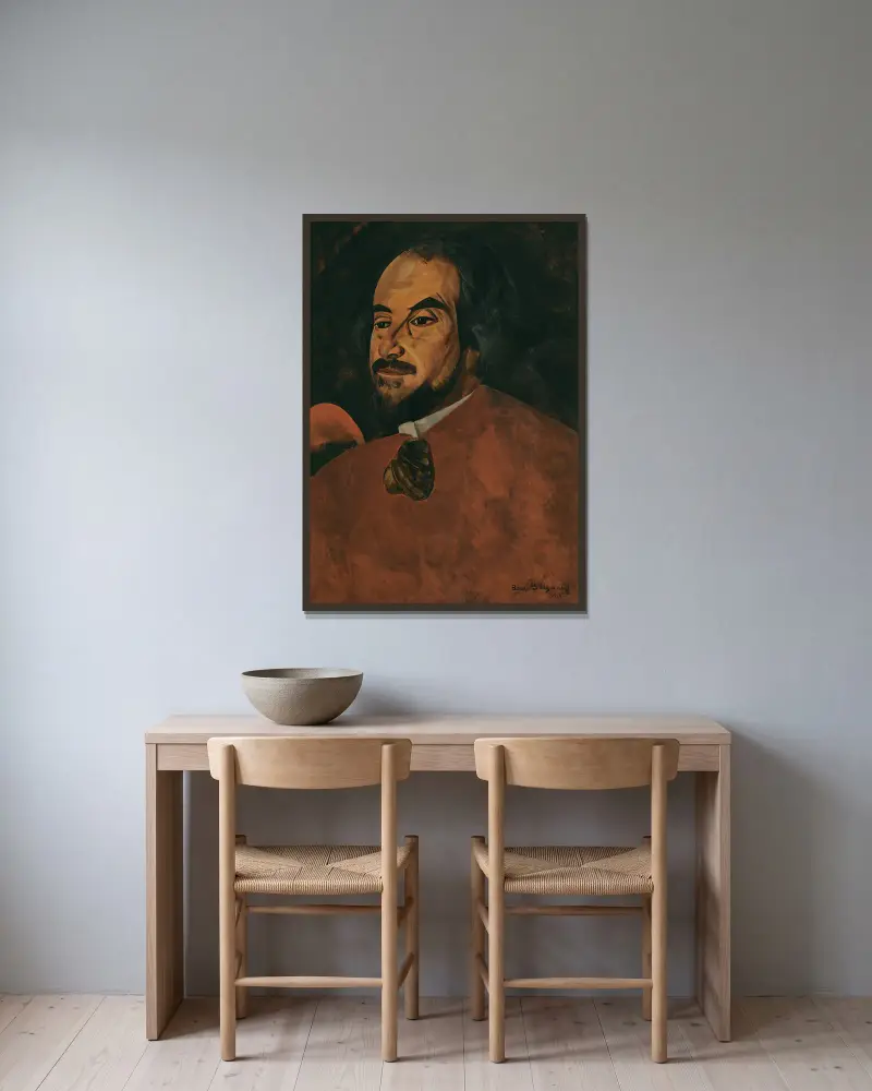 Portrait of An Actor Said To Be Nikolai Alexandrov av Boris Grigoriev inramad på en vägg