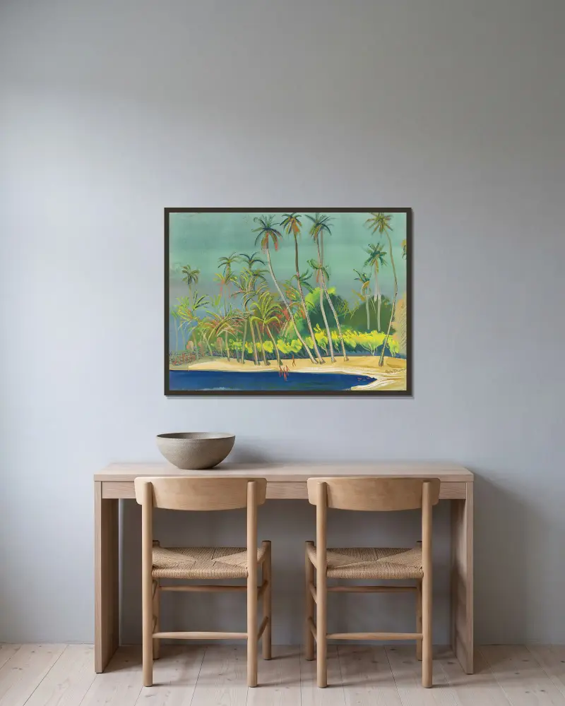 Die blaue Bucht, Brasilien von Boris Grigoriev gerahmt an einer Wand