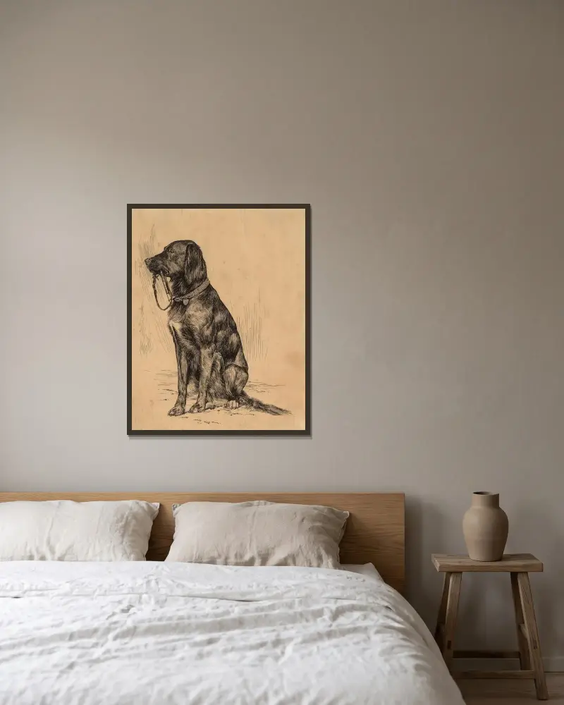 Aldrichs Hund von Arthur Bowen Davies gerahmt an einer Wand
