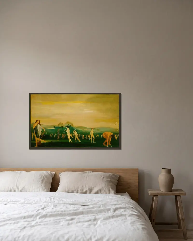 Elysische Gefilde von Arthur Bowen Davies gerahmt an einer Wand
