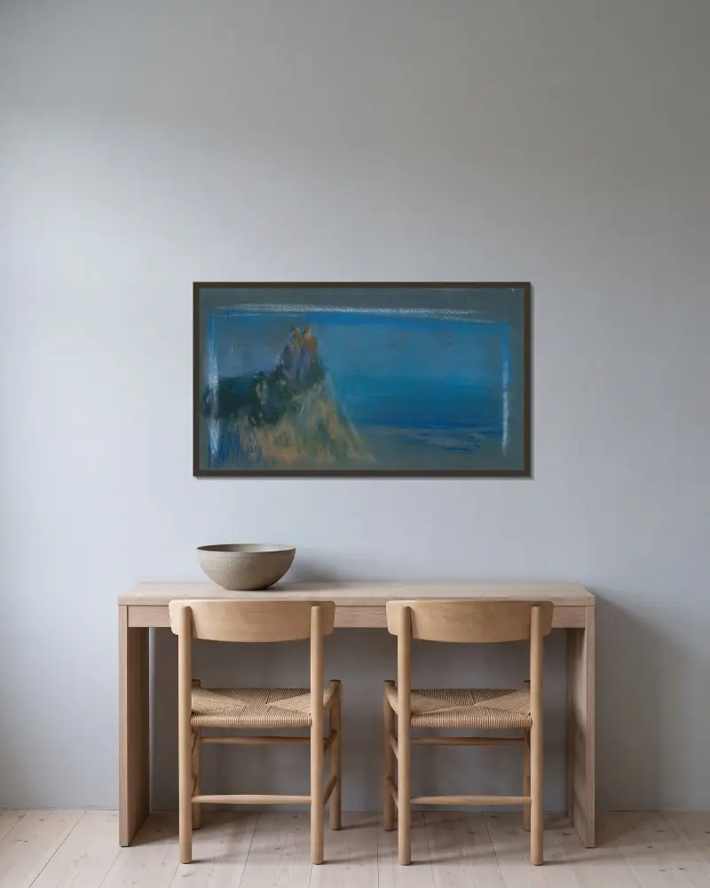 High Point av Arthur Bowen Davies inramad på en vägg