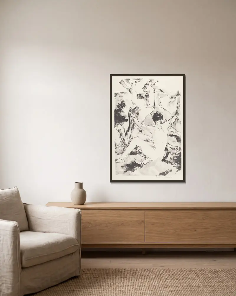 Drei Akrobaten, 1919 – Nr. 1 von Arthur Bowen Davies gerahmt an einer Wand