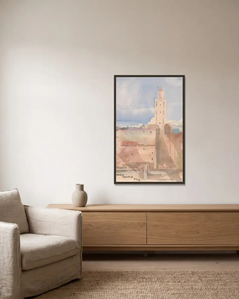 Koutoubia Mosque, Marrakech av Hercules Brabazon Brabazon inramad på en vägg