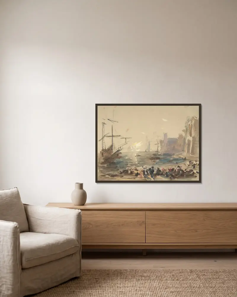 Seascape av Hercules Brabazon Brabazon inramad på en vägg