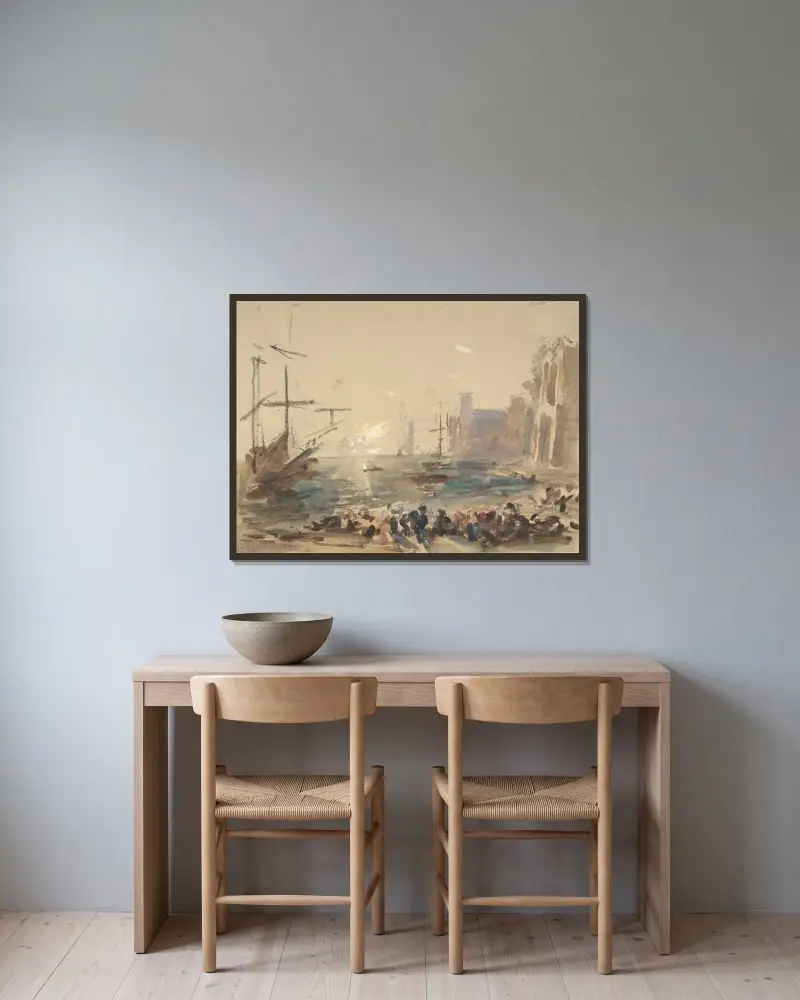 Seascape av Hercules Brabazon Brabazon inramad på en vägg