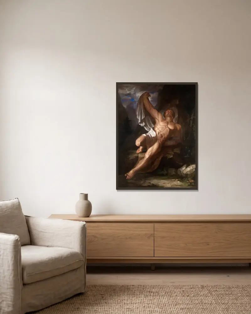 Der sterbende Herkules von Samuel Finley Breese Morse gerahmt an einer Wand