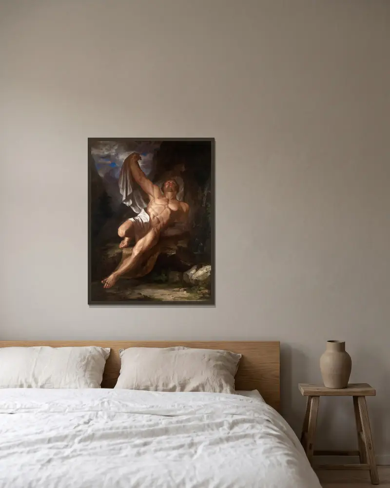 Der sterbende Herkules von Samuel Finley Breese Morse gerahmt an einer Wand