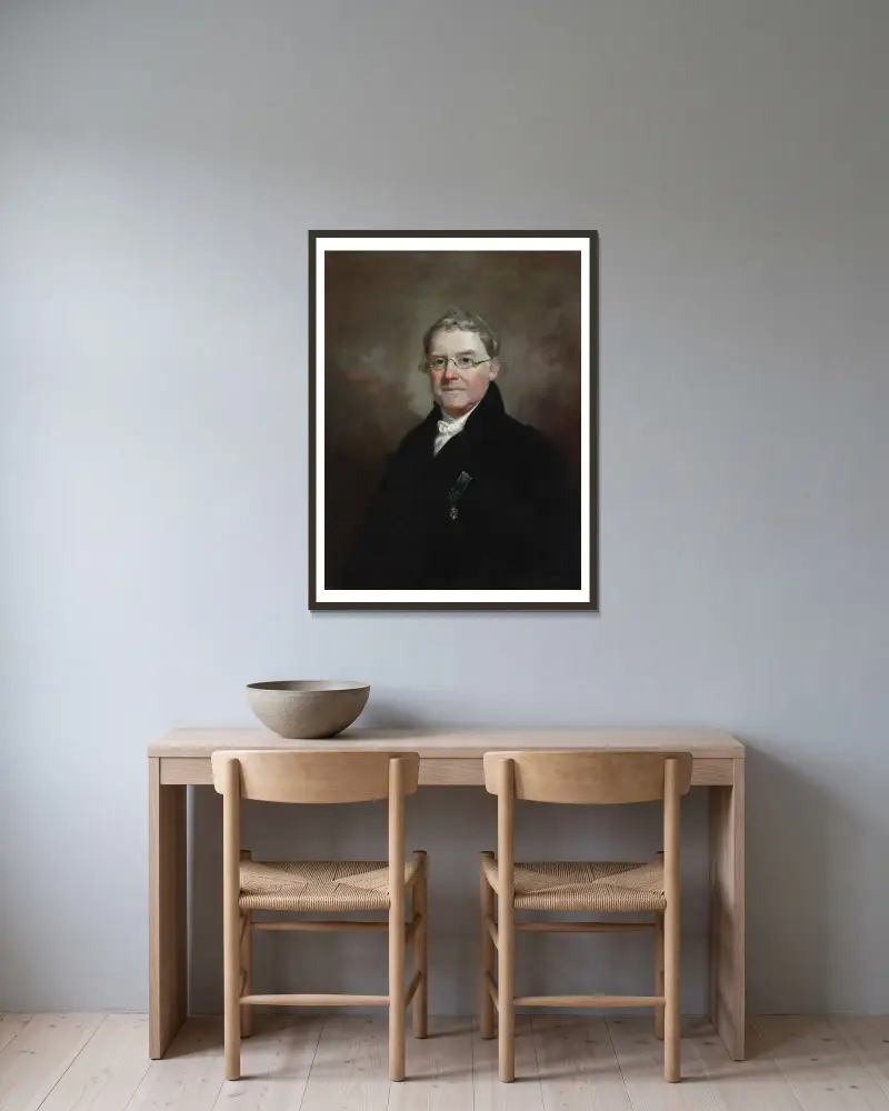 Portrait of Dr. James E. B. Finley av Samuel Finley Breese Morse inramad på en vägg