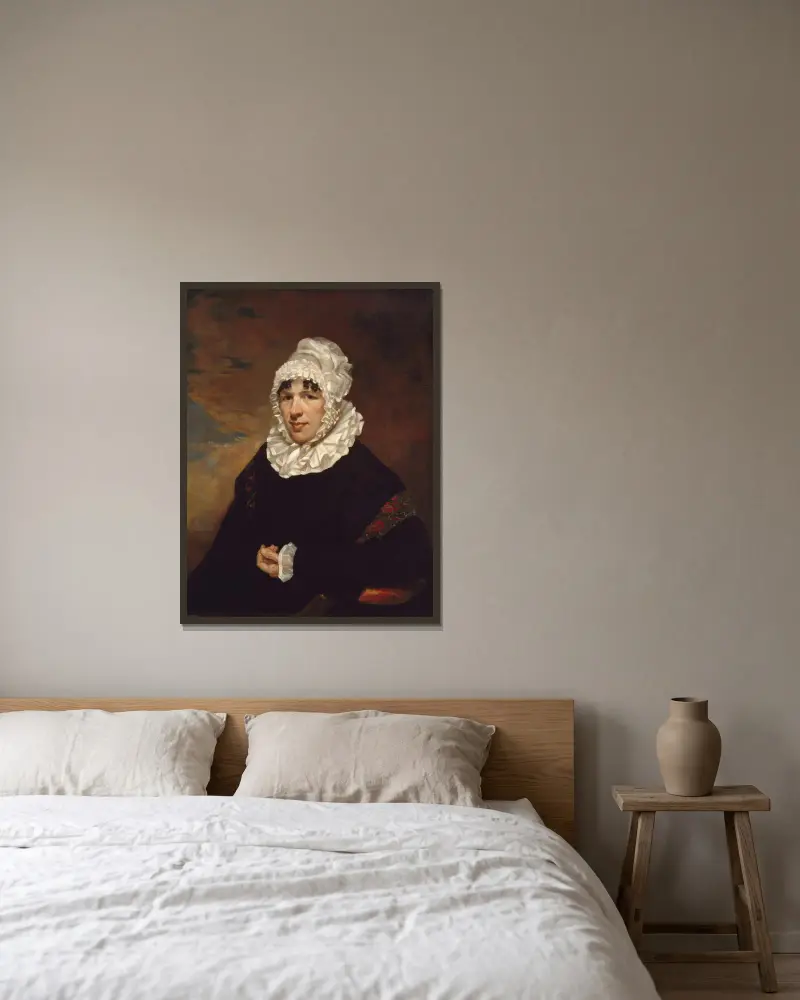 Portrait of Mrs. John Earnest Poyas av Samuel Finley Breese Morse inramad på en vägg
