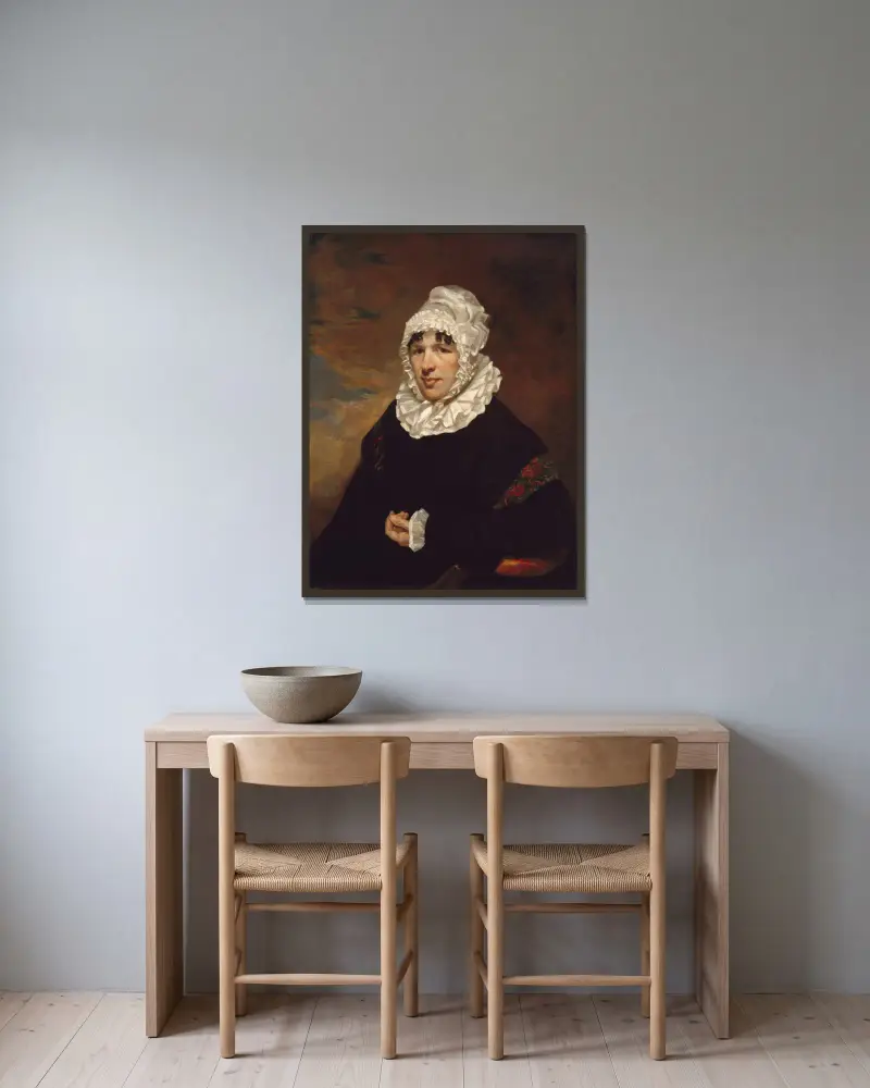 Portrait of Mrs. John Earnest Poyas av Samuel Finley Breese Morse inramad på en vägg