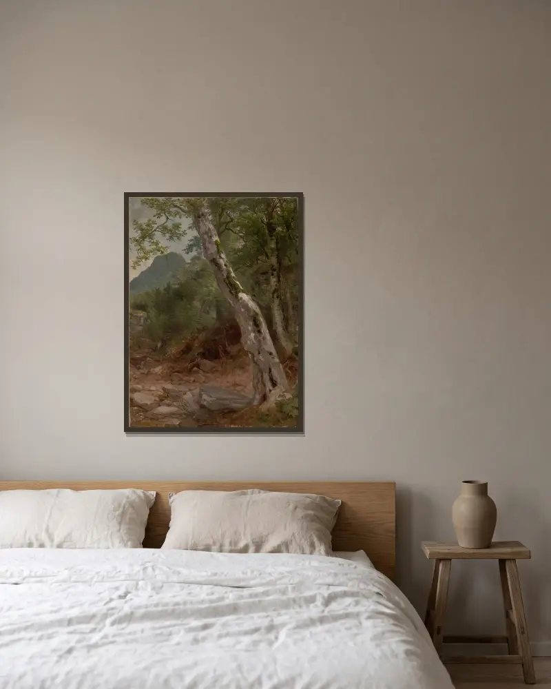 En sykomor, Plaaterkill Clove (Sykomoren, Kaaterskill Clove) av Asher Brown Durand inramad på en vägg
