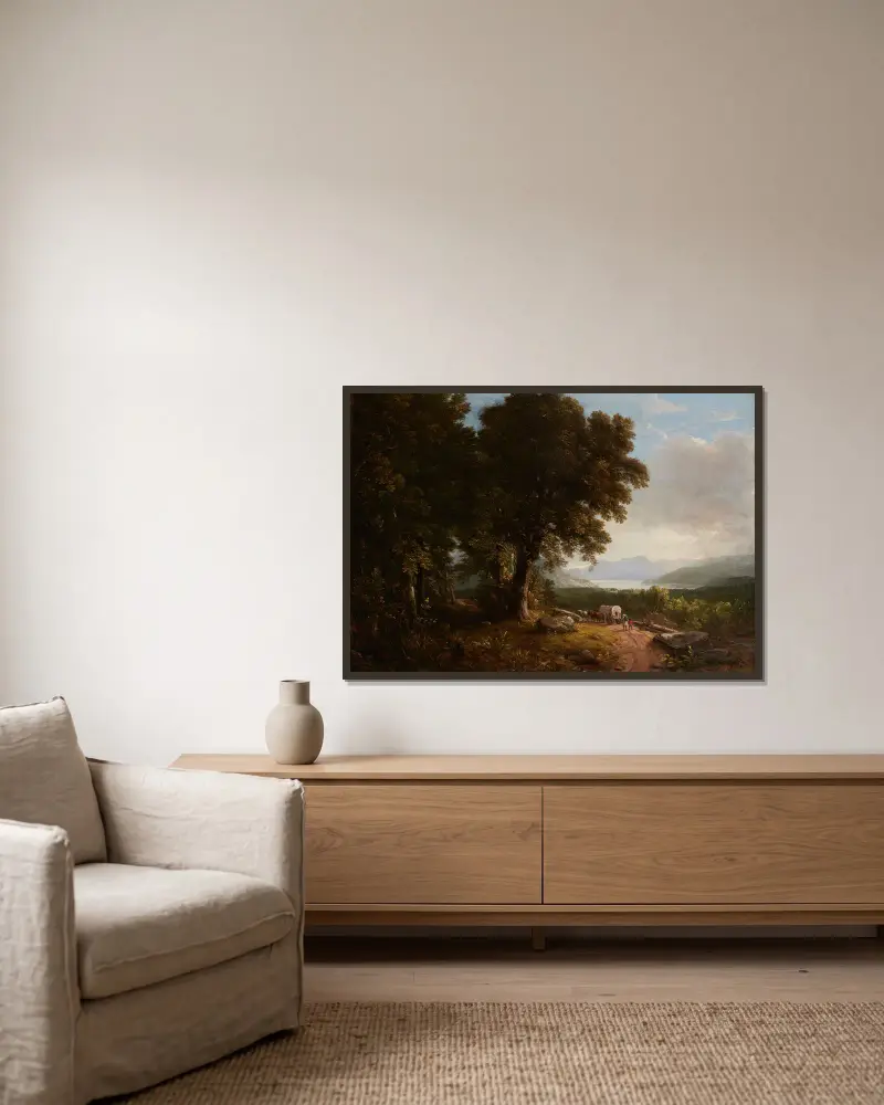Landschaft mit Planwagen von Asher Brown Durand gerahmt an einer Wand