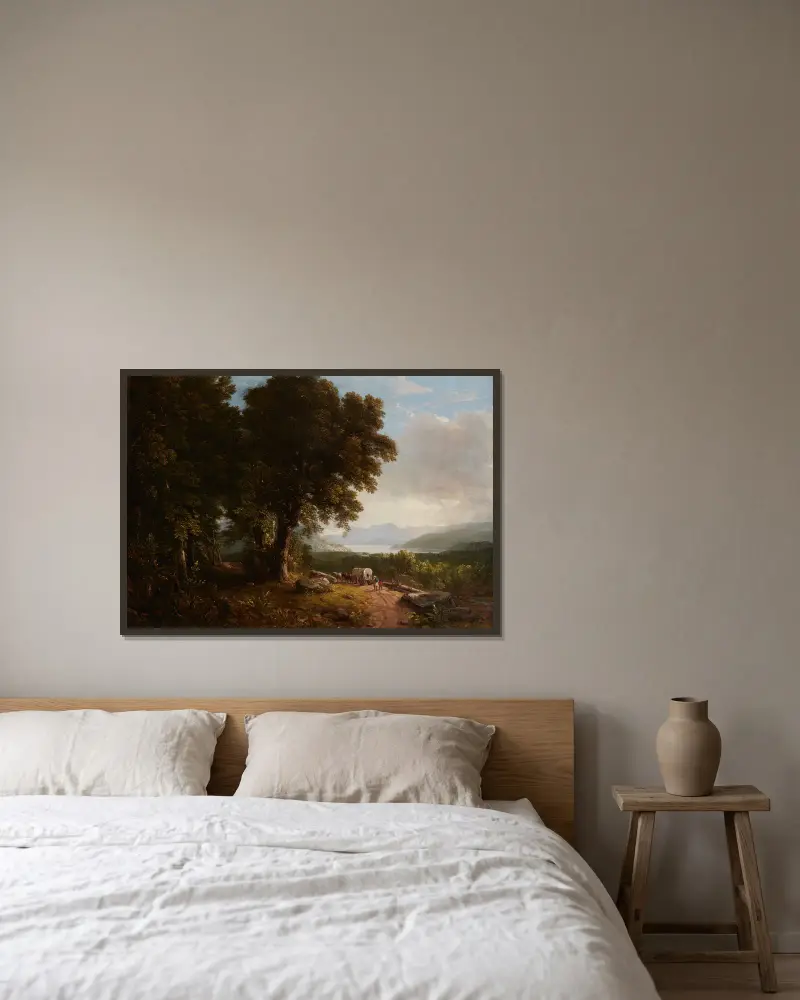 Landschaft mit Planwagen von Asher Brown Durand gerahmt an einer Wand