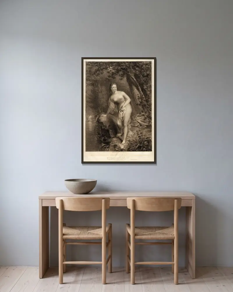 Musidora av Asher Brown Durand inramad på en vägg