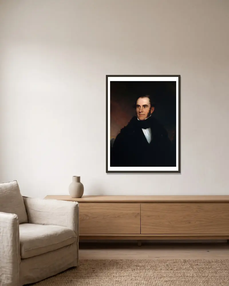 Portrait of Thomas Cole av Asher Brown Durand inramad på en vägg