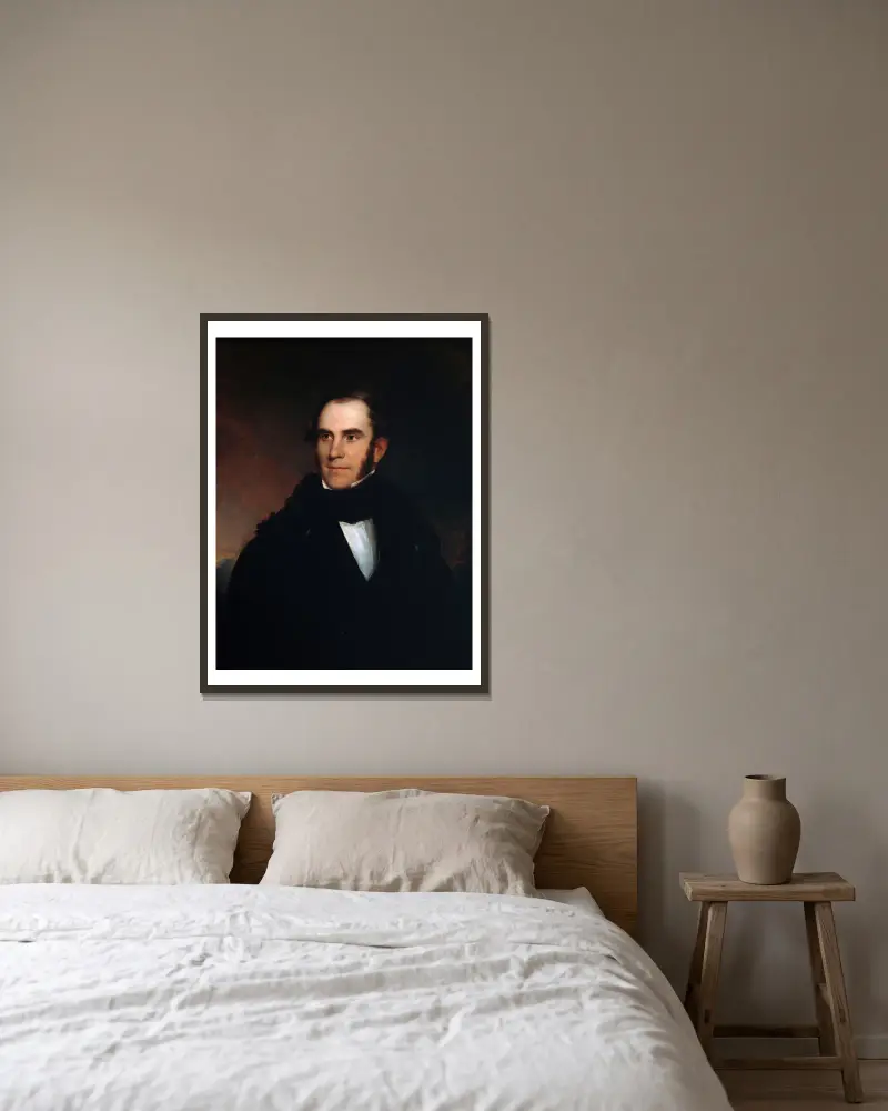 Portrait of Thomas Cole av Asher Brown Durand inramad på en vägg