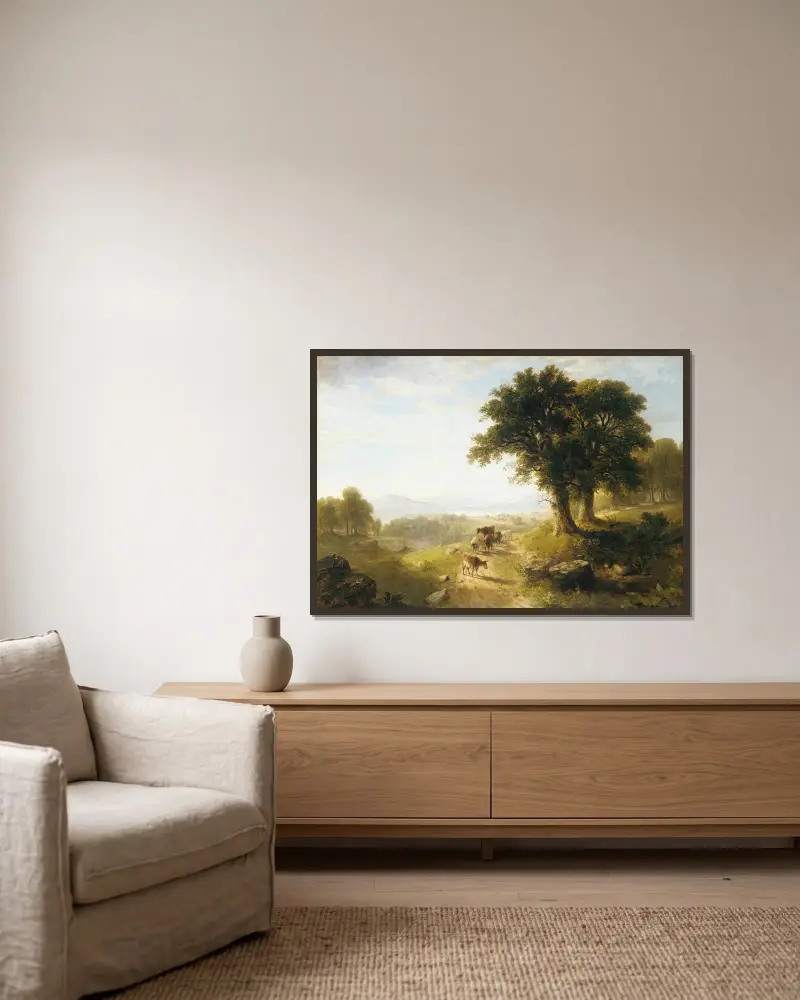 Říční scéna, Asher Brown Durand v rámu na stěně