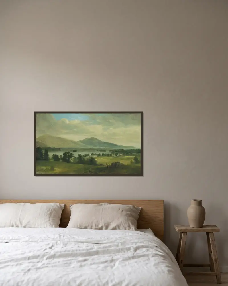 Sommar vid Lake George av Asher Brown Durand inramad på en vägg