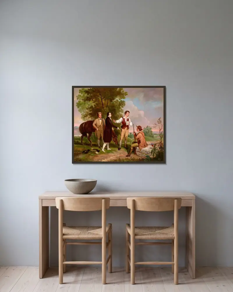 Tillfångatagandet av major André av Asher Brown Durand inramad på en vägg