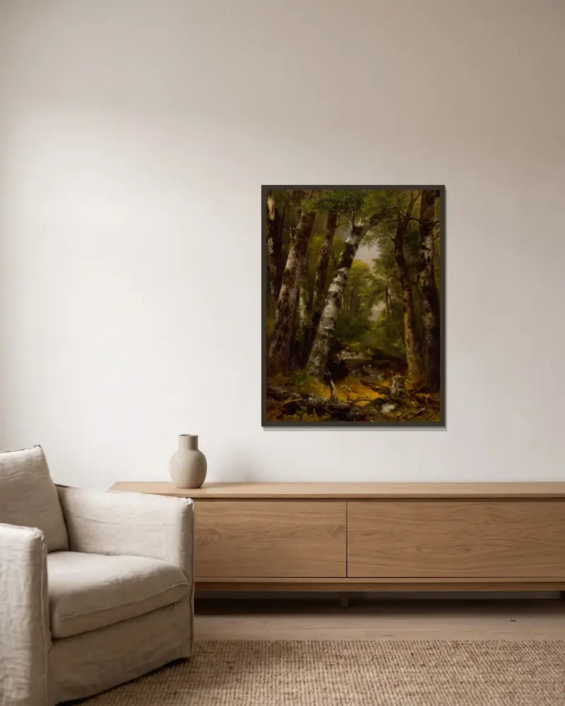 Woodland Glen av Asher Brown Durand inramad på en vägg