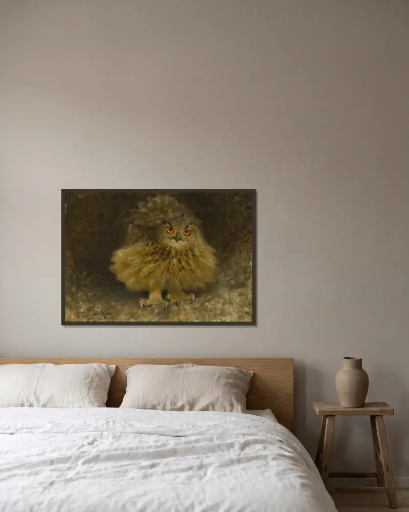 Uhu von Bruno Liljefors gerahmt an einer Wand