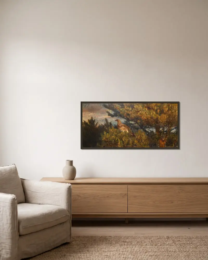 Auerhenne von Bruno Liljefors gerahmt an einer Wand