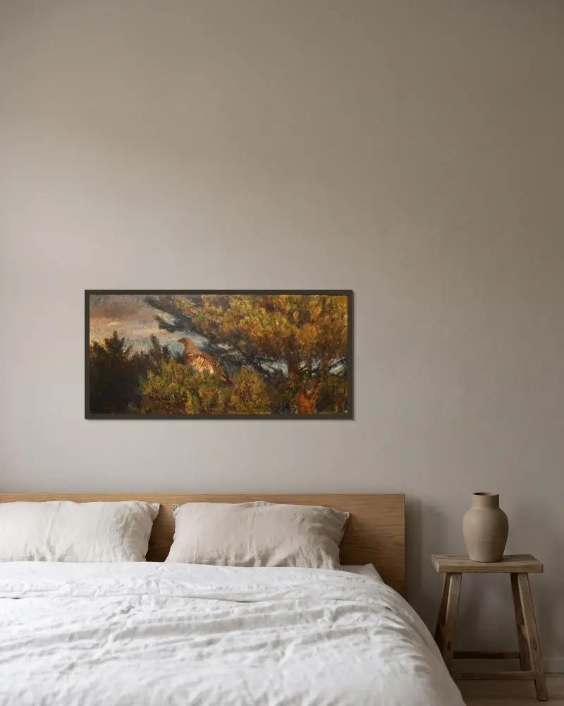 Auerhenne von Bruno Liljefors gerahmt an einer Wand